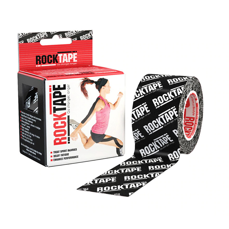 Кинезио тейп Rocktape 5см х 5м черный/логотип.