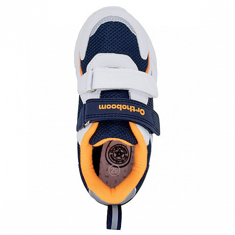 Кроссовки ортопедические Ортобум для мальчиков 33223-22 бело-синие с оранжевым. Изображение 3 из 6