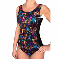 Купальник Ниночка сплошной 023-19 цветной/черный.